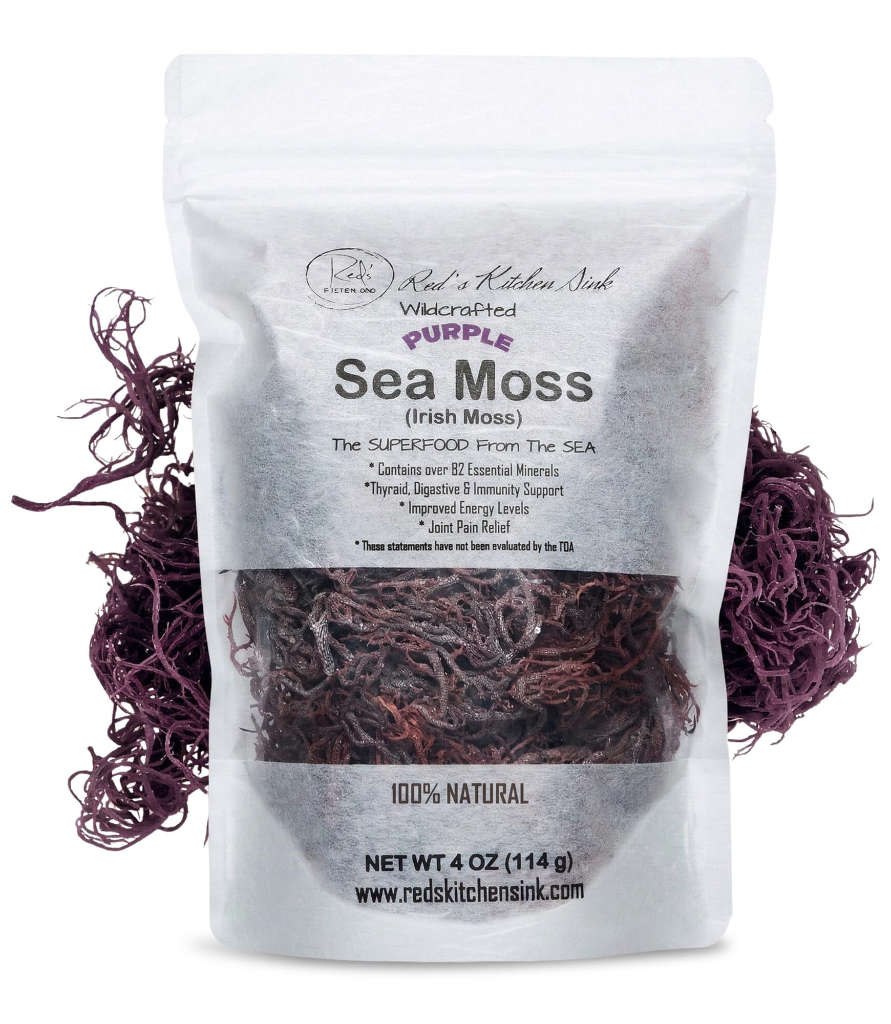 Amazon.com: Raw Wildcrafted Purple Sea Moss 4oz, St. Lucia Seamoss